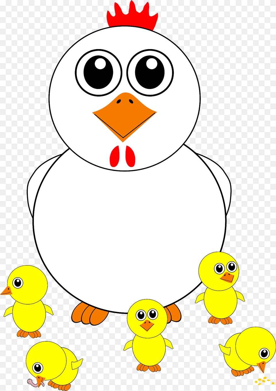 Funny Chicken And Chicks Cartoon Clipart, Winter, Snowman, Snow, Outdoors Free Png