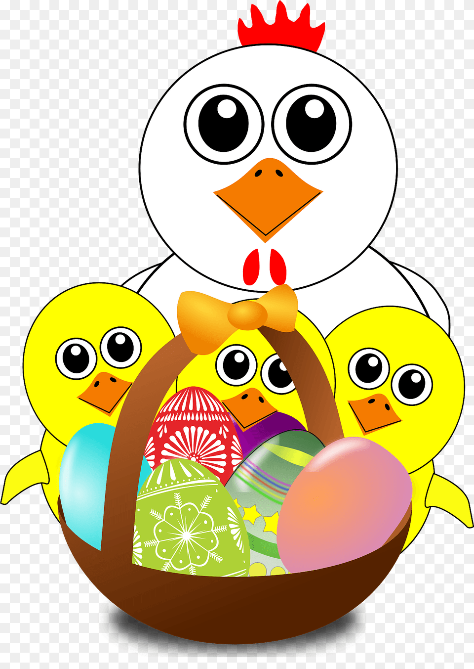 Funny Chicken And Chicks Cartoon Easter Clipart, Nature, Outdoors, Snow, Snowman Free Png