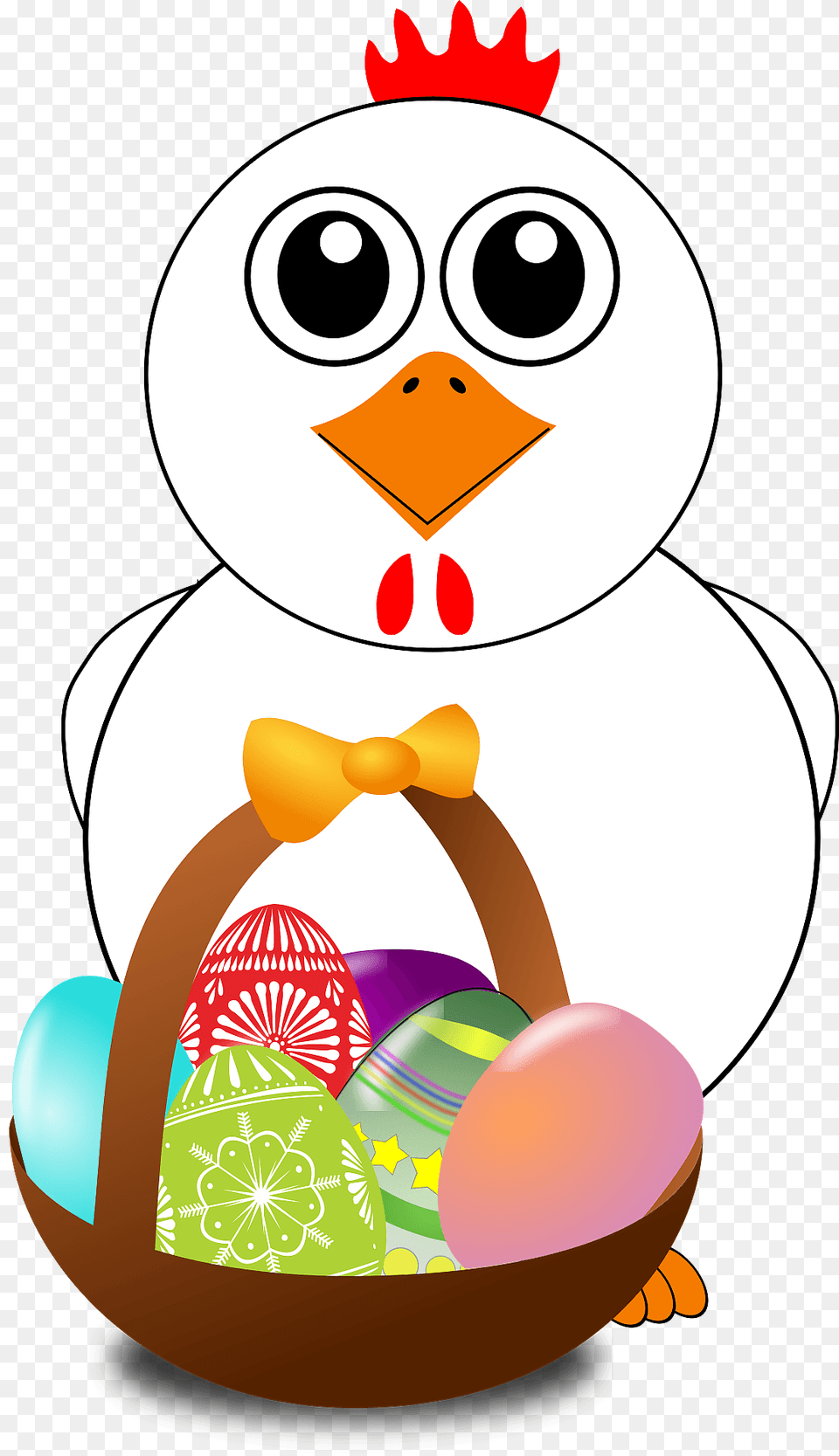 Funny Chicken With A Basket Full Of Easter Eggs Clipart, Nature, Outdoors, Snow, Snowman Free Transparent Png