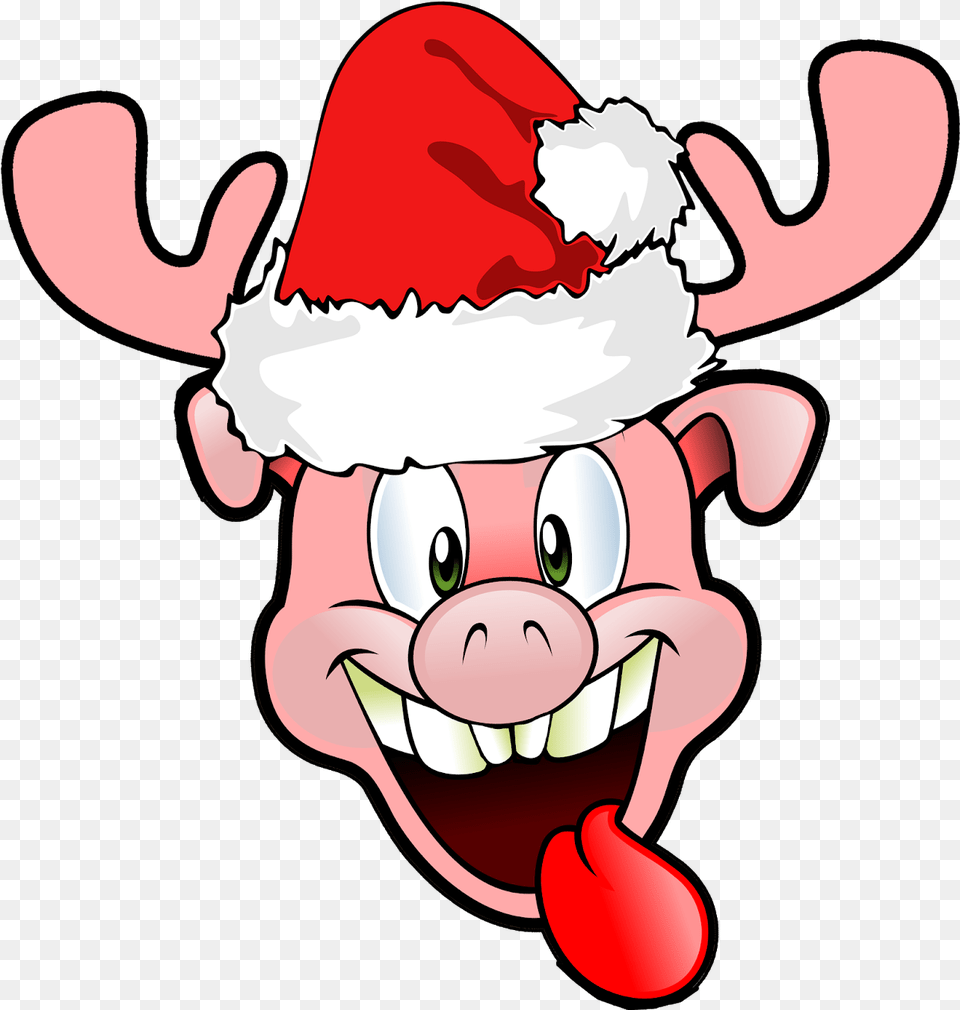 Funny Christmas Reindeer Pig No Copyright Funny Logo No Copyright, Cream, Dessert, Food, Ice Cream Png Image