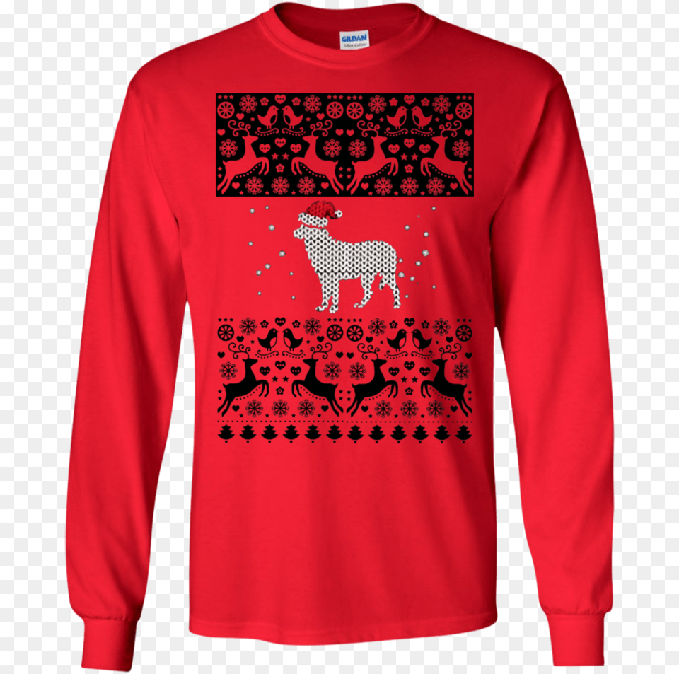 Funny Christmas Sweatshirt Cute Red Nose Reindeer Tee, Clothing, Long Sleeve, Sleeve, Knitwear Png
