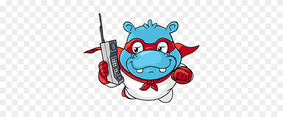Funny Clipart Hippo, Electronics, Cartoon, Animal, Mammal Png Image