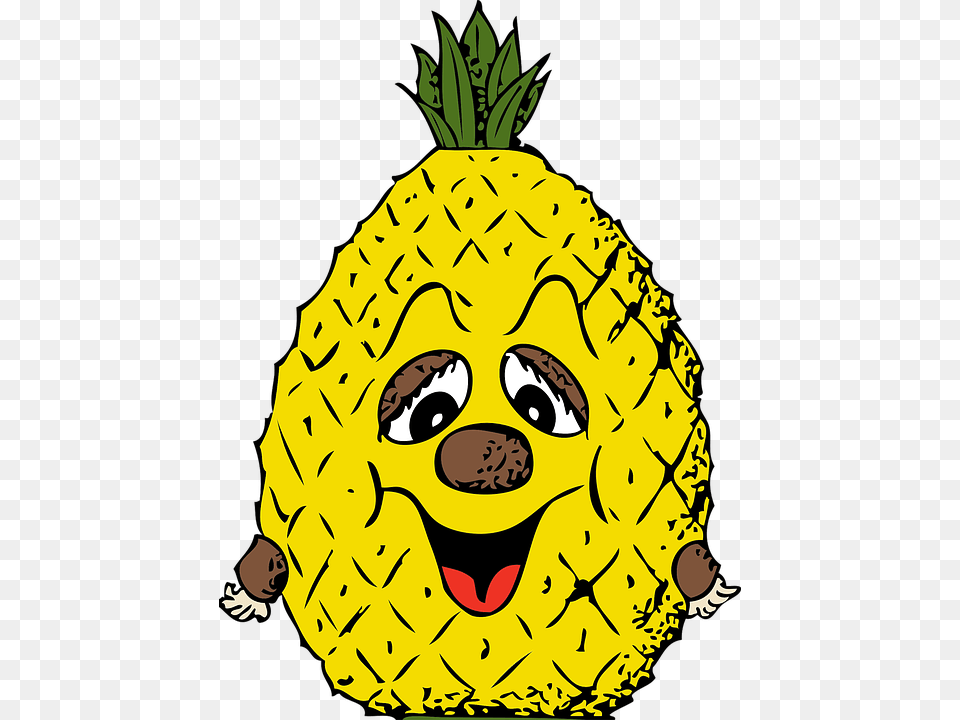 Funny Clipart Pineapple Cartoon Pineapple Shower Curtain, Food, Fruit, Plant, Produce Free Transparent Png