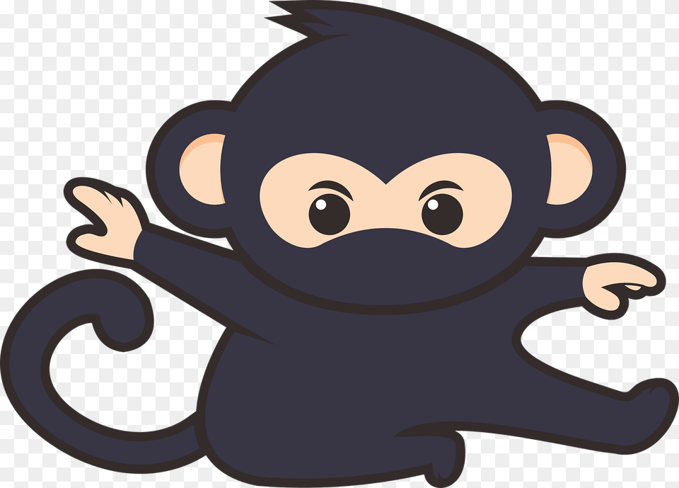Funny Cute Animal Vector Graphic On Pixabay Monkey Ninja, Mammal, Wildlife, Alien Free Png