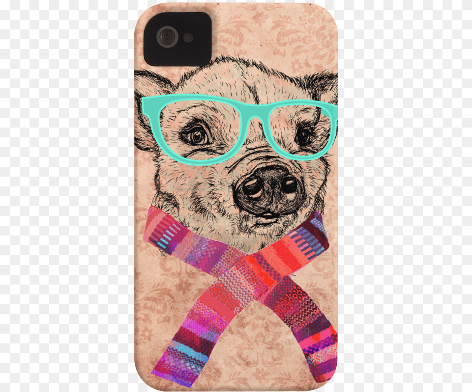 Funny Cute Pig Drawing Teal Geek Hipster Glas Phone Funny Pig Sketch Pink Hipster Glasse Throw Blanket, Accessories, Glasses, Sunglasses, Art Free Png