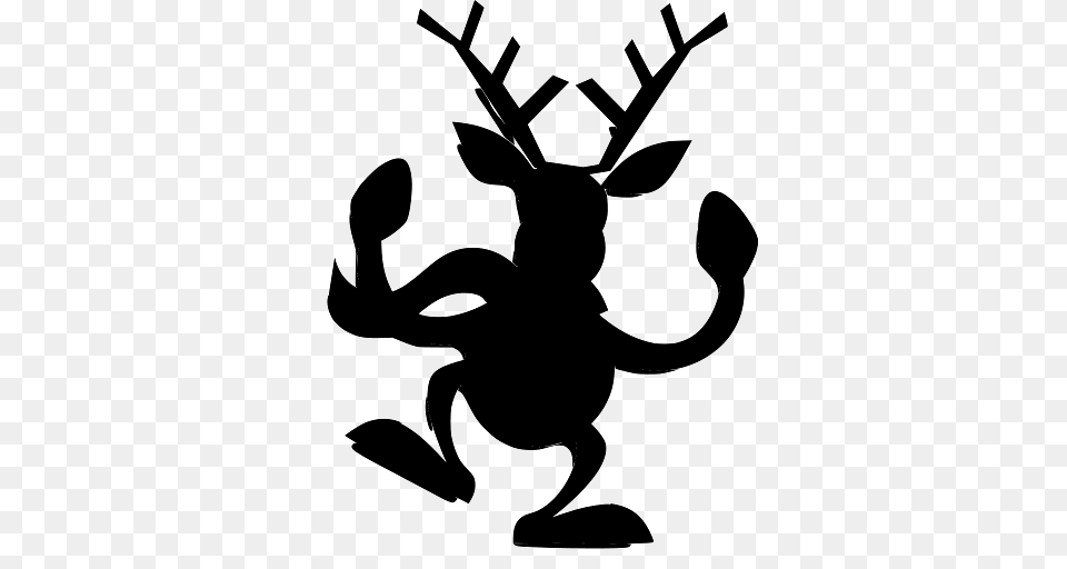 Funny Dancing Reindeer, Silhouette, Stencil, Person, Animal Free Png Download