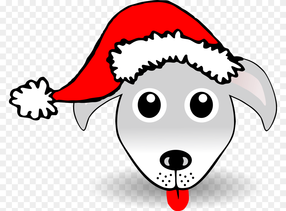Funny Dog Face Grey Cartoon With Santa Claus Hat Large, Baby, Person, Head, Body Part Free Png