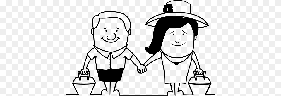 Funny Drawing Of A Travelling Couple, People, Person, Clothing, Hat Free Transparent Png