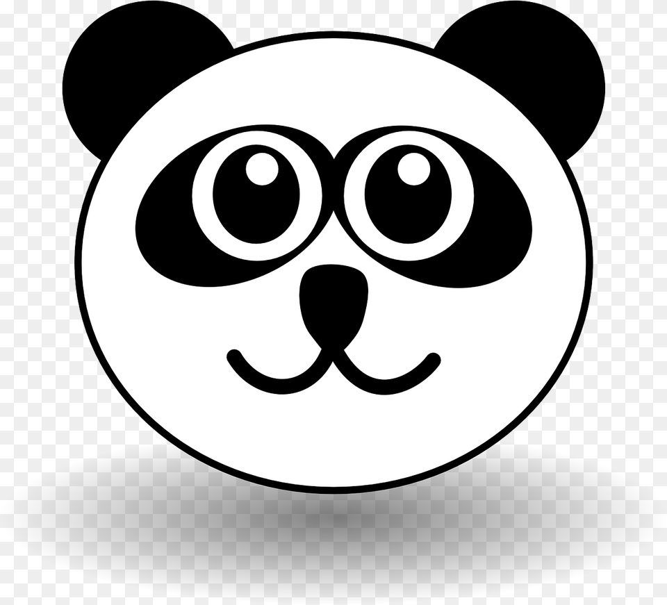 Funny Face Clipart Vector Clip Art Free Design Panda Face Clipart Black And White, Stencil, Disk Png