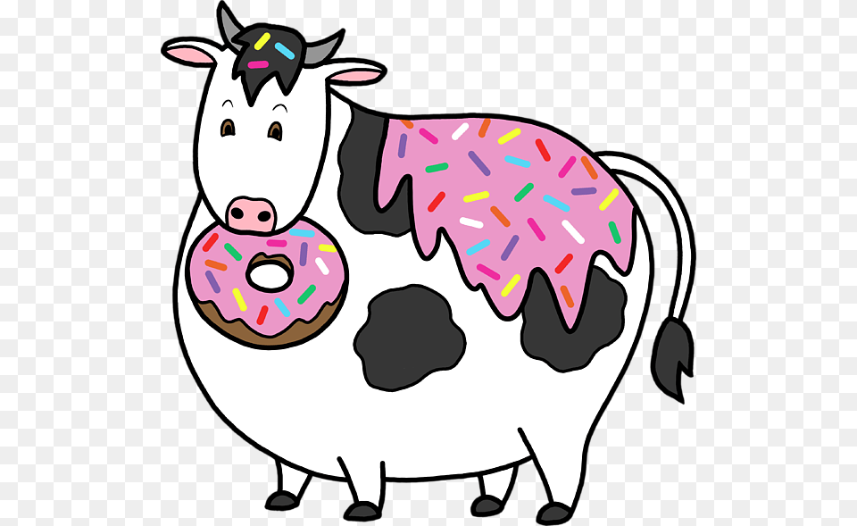 Funny Fat Holstein Cow Sprinkle Doughnut Shower Curtain For Sale, Animal, Cattle, Dairy Cow, Livestock Free Png