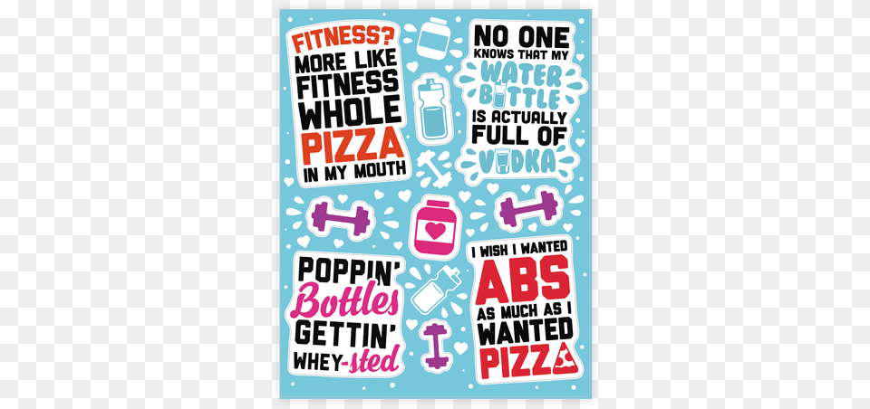 Funny Fitness Stickerdecal Sheet Funny Water Bottle Stickers, Advertisement, Poster, Food, Ketchup Free Png Download