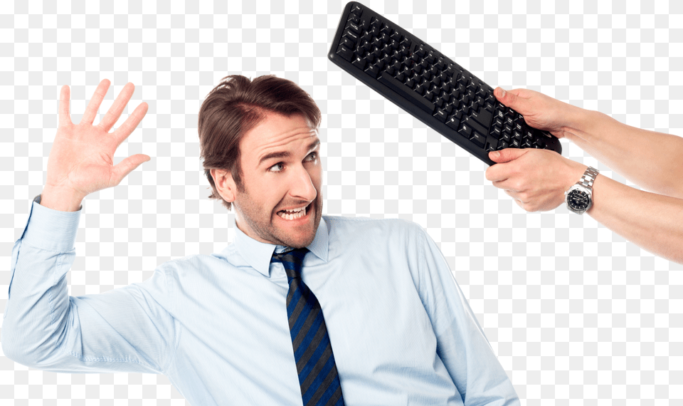 Funny Guy Image Man Getting Hit With Keyboard, Accessories, Formal Wear, Tie, Shirt Free Png