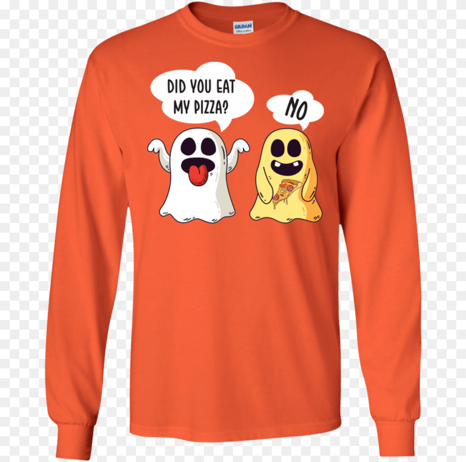 Funny Halloween Shirt Adult Cute Ghost Pizza Texas Longhorn Shirts Funny, Clothing, Long Sleeve, Sleeve, T-shirt Png