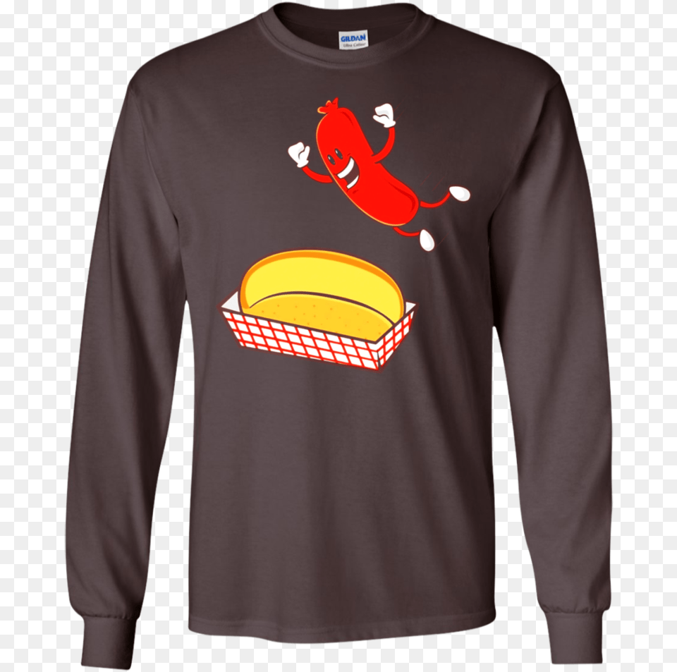 Funny Hot Dog T Shirt Bbq Cartoon Weiner Zany Brainy T Shirt, Clothing, Long Sleeve, Sleeve, Knitwear Free Transparent Png