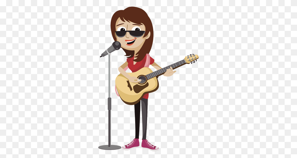 Funny Lady Singer Cartoon, Guitar, Musical Instrument, Person, Face Free Png Download