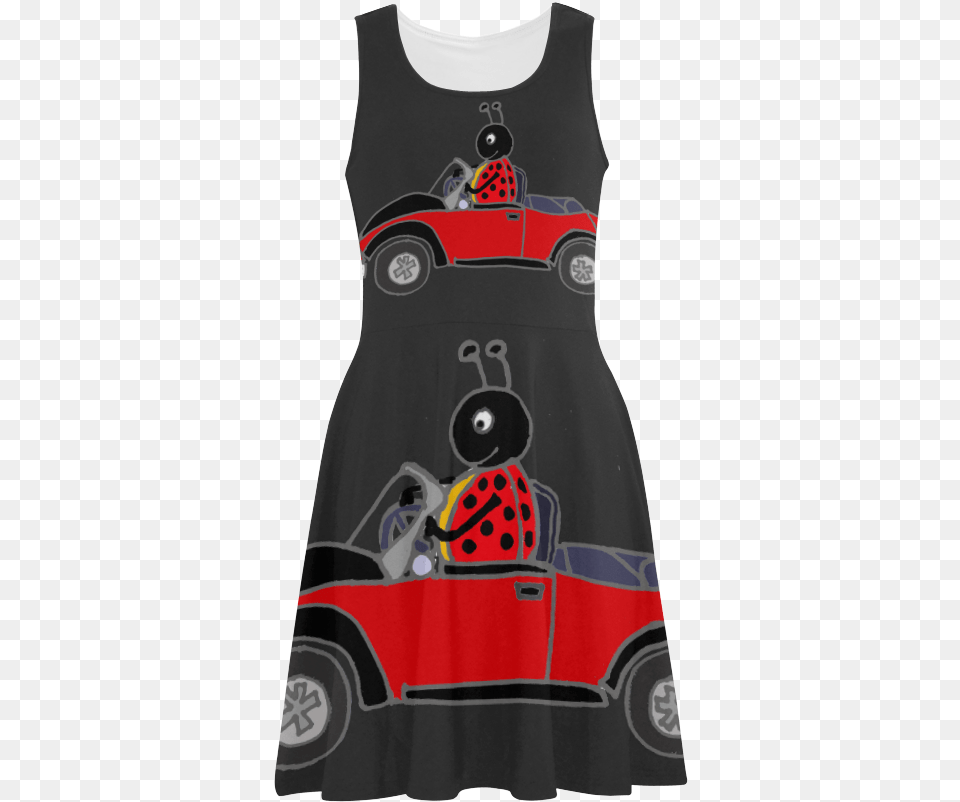 Funny Ladybug Driving Red Convertible Atalanta Sundress Vest, Clothing, Dress, Tank Top Png Image
