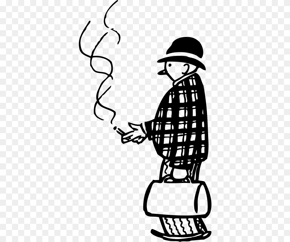Funny Little Fumador De Cigarro Person Smoking Clipart Black And White, Gray Free Png Download