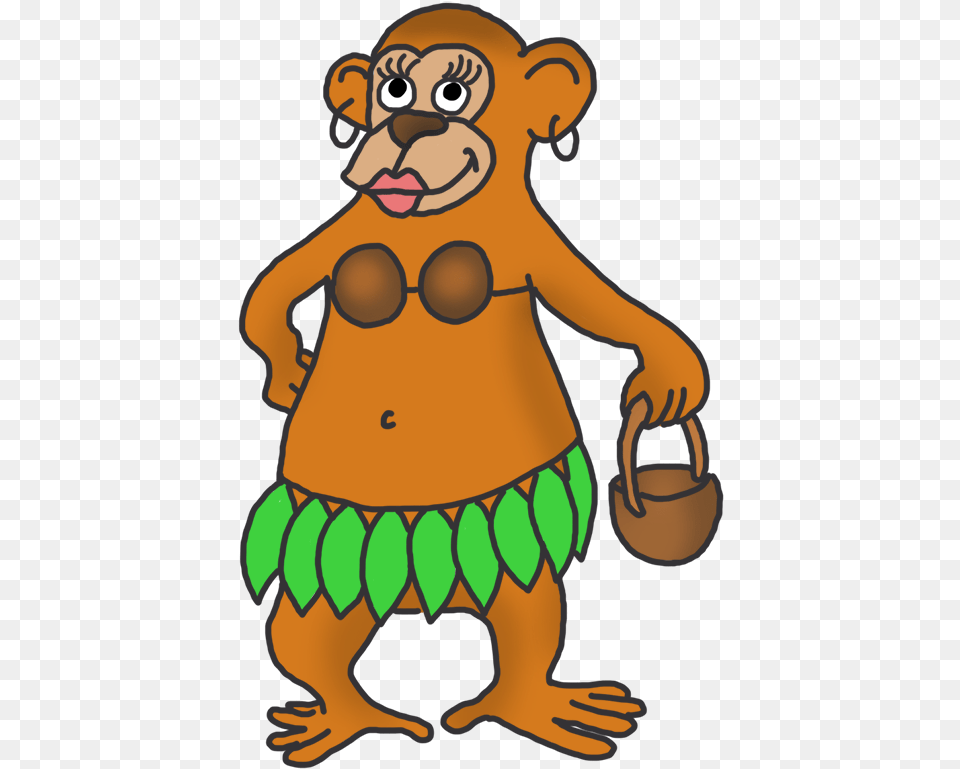 Funny Monkey Drawings Clip Cute Female Gorilla Cartoon, Baby, Person, Hula, Toy Png