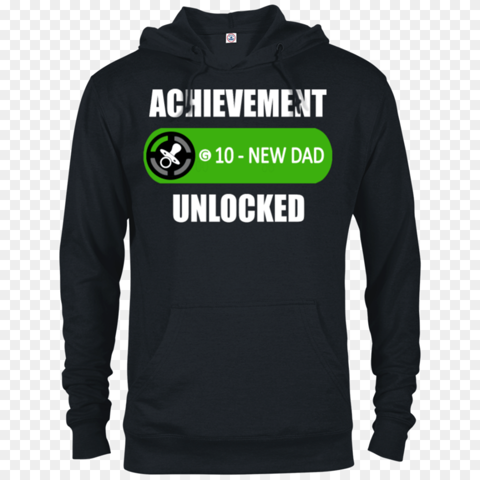 Funny New Dad Achievement Unlocked Shirt Mila Tees, Clothing, Hoodie, Knitwear, Long Sleeve Free Png