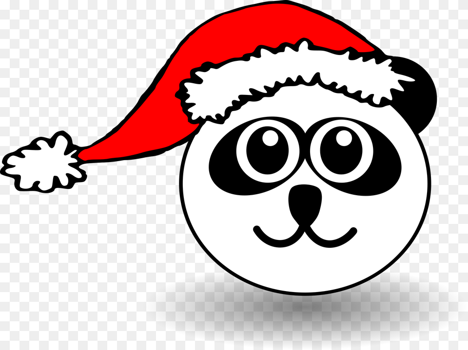 Funny Panda Face Black And White With Santa Claus Hat Christmas Panda Colouring Pages, Person, Pirate Png Image