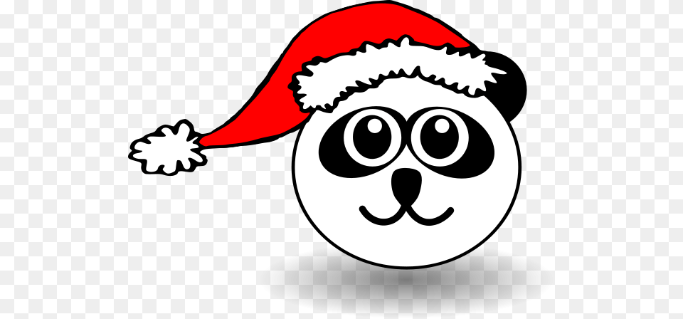 Funny Panda Face Black And White With Santa Claus Hat Clip, Person, Pirate Free Png Download