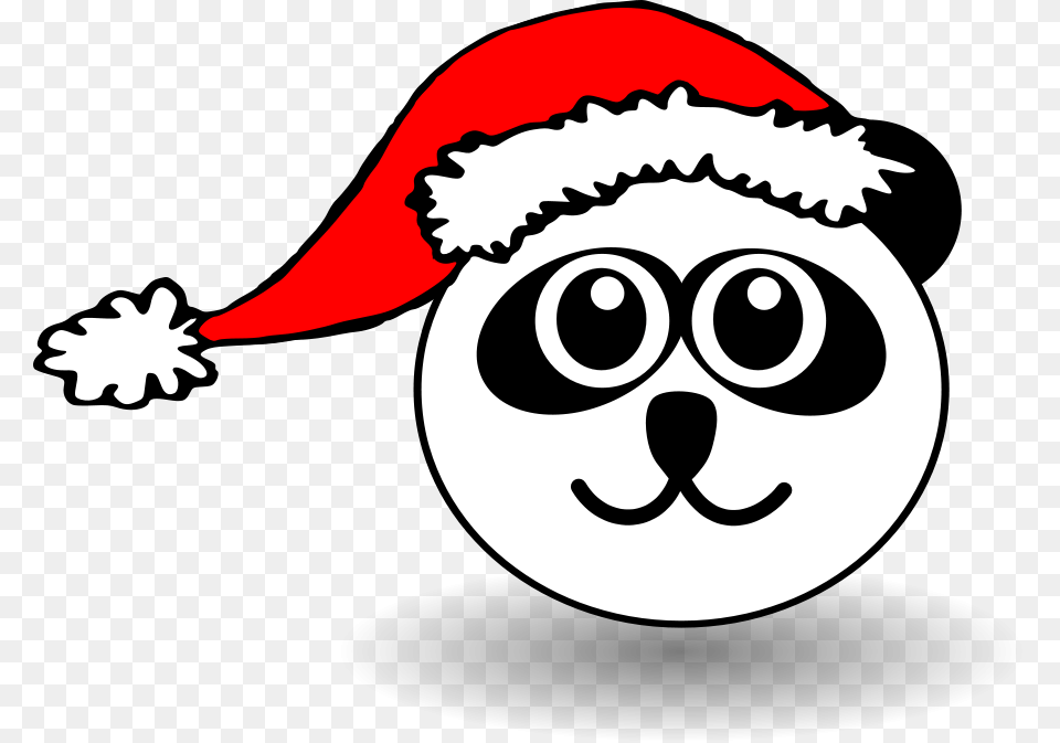 Funny Panda Face Black And White With Santa Claus Hat Clip, Person, Pirate, Head Free Png Download