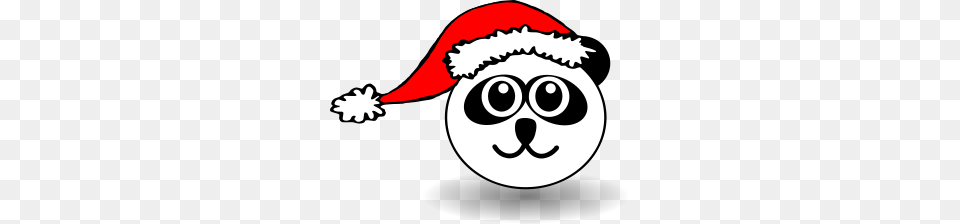 Funny Panda Face Black And White With Santa Claus Hat Clip, Animal, Fish, Sea Life, Shark Png