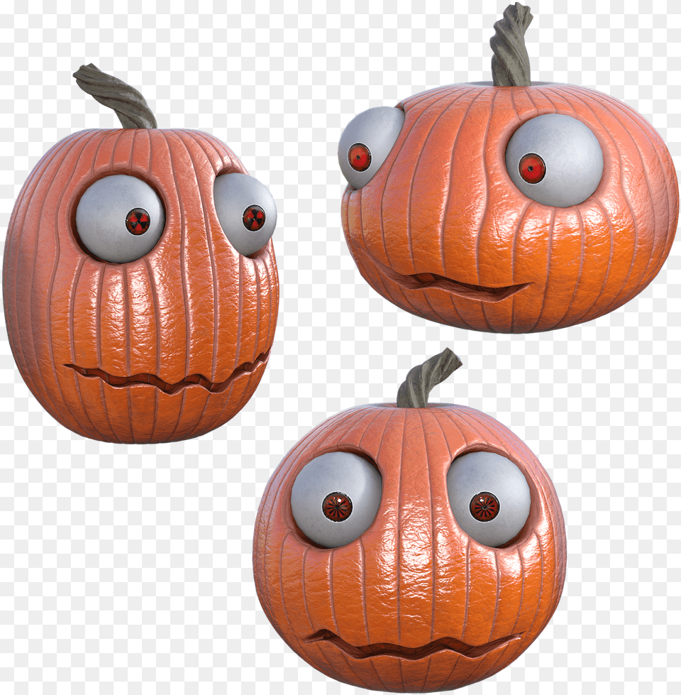 Funny Pumpkins 3d Render Eyes Mouth Halloween Jack O39 Lantern, Food, Plant, Produce, Pumpkin Free Png Download