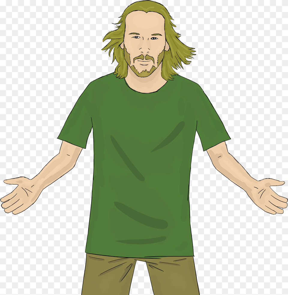 Funny Shaggy Memes Illustration, T-shirt, Clothing, Green, Person Free Png