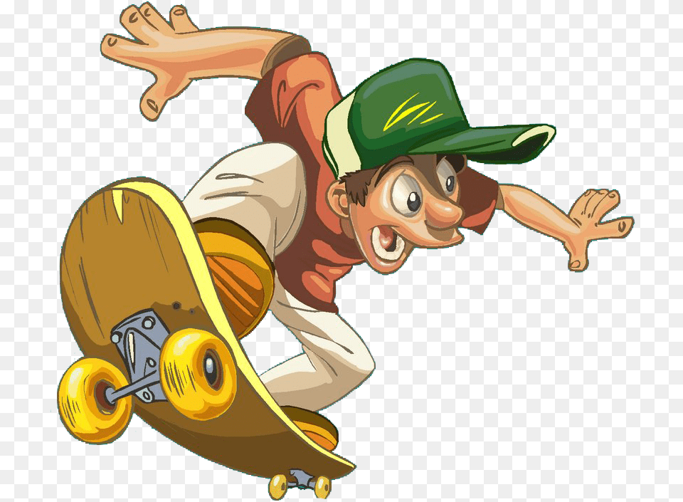 Funny Skateboard Cartoon Skateboarding Image High Funny Cartoon Images Download, Person, Machine, Wheel, Face Free Transparent Png