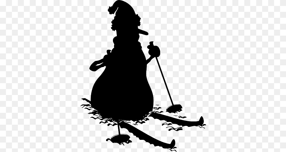 Funny Snowman On Skis, Silhouette, People, Person, Adult Png Image