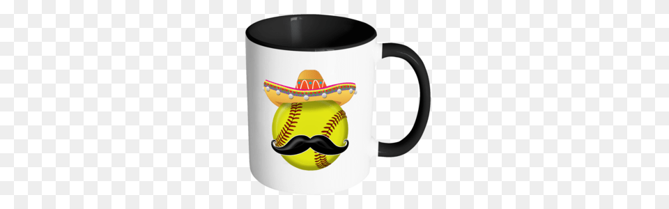 Funny Softball Mustache Mexican Sport, Hat, Clothing, Ball, Cup Png Image