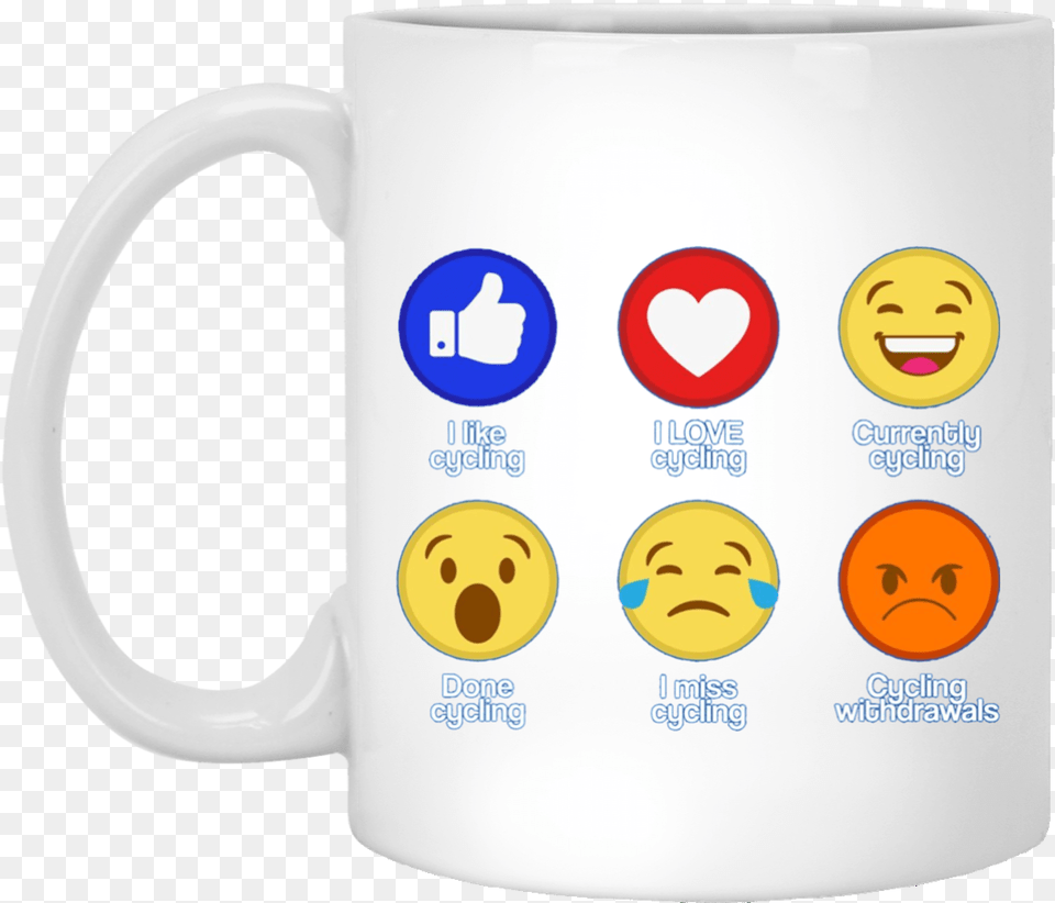 Funny Stages Of Cycling Bike Biking Bicycle Emoji 11 Mug, Cup, Beverage, Coffee, Coffee Cup Png