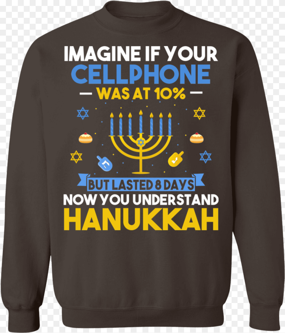 Funny Ugly Hanukkah Chanukah Cellphone Menorah Sweatshirt Sweater, Clothing, Hoodie, Knitwear, Festival Free Transparent Png
