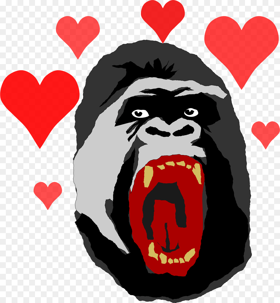 Funny Valentine Gorilla With Hearts Heart, Animal, Mammal, Wildlife, Ape Free Png Download