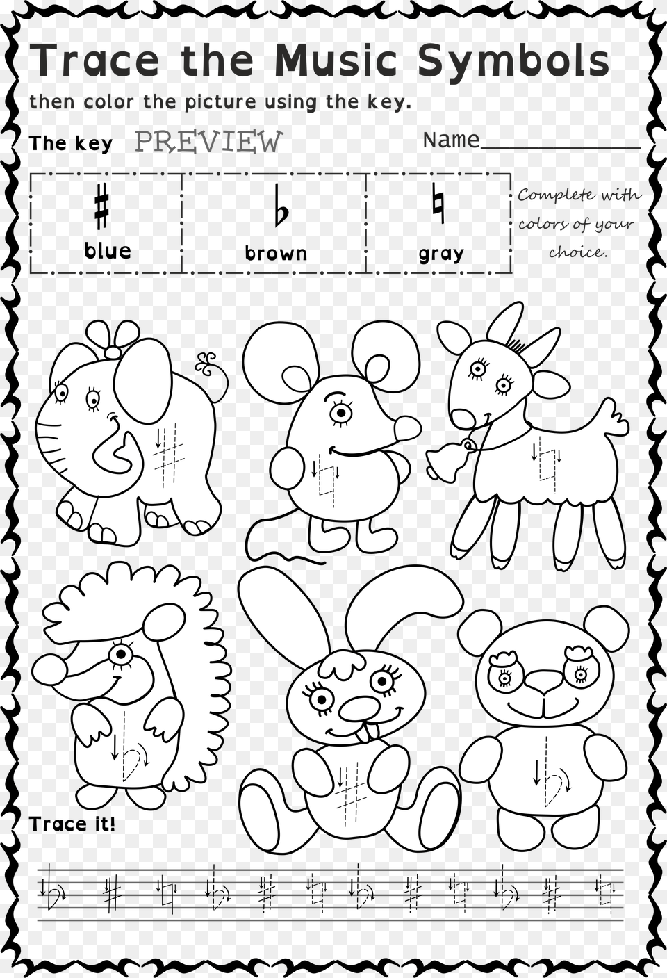 Funny Worksheets To Trace Basic Music Symbols For Younger Cartoon, Publication, Book, Comics, Text Free Png Download