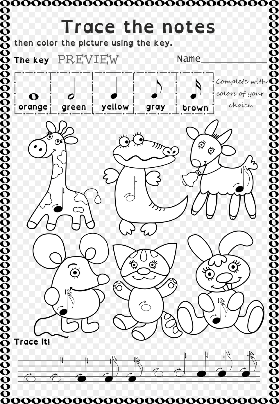 Funny Worksheets To Trace Basic Music Symbols For Younger Trace Music Clef Worksheet, Text, Person, Baby, Mammal Png Image
