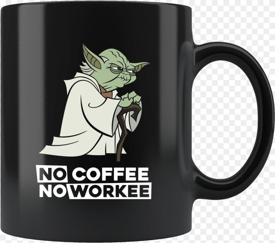 Funny Yoda No Coffee No Workee Mugs Just Fucking Love Cats Ok, Cup, Person, Face, Head Png