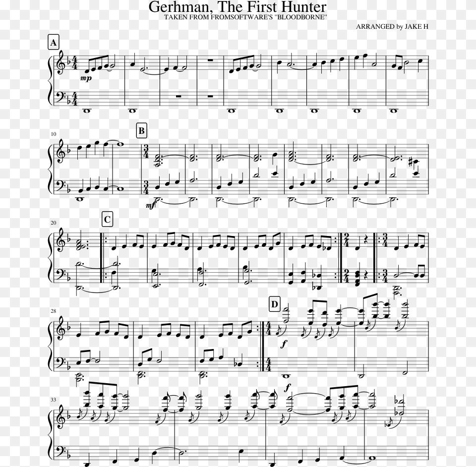 Fur Elise Piano Sheet Music For Beginners Pdf, Gray Png Image