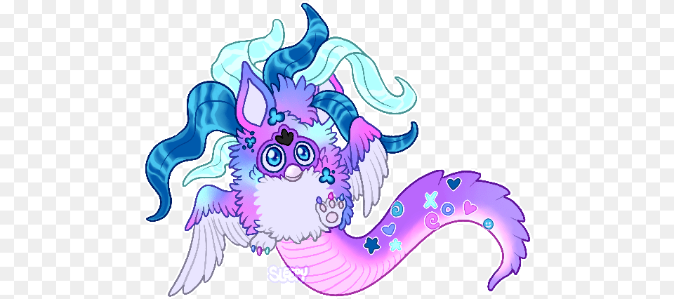 Furby Is A Pokemon By Ssleepy Fur Affinity Dot Net Mythical Creature, Purple, Animal, Dinosaur, Reptile Free Png Download