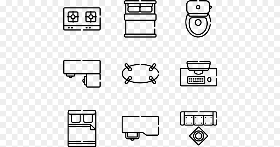 Furniture Top View Web Hosting Icons, Gray Png Image