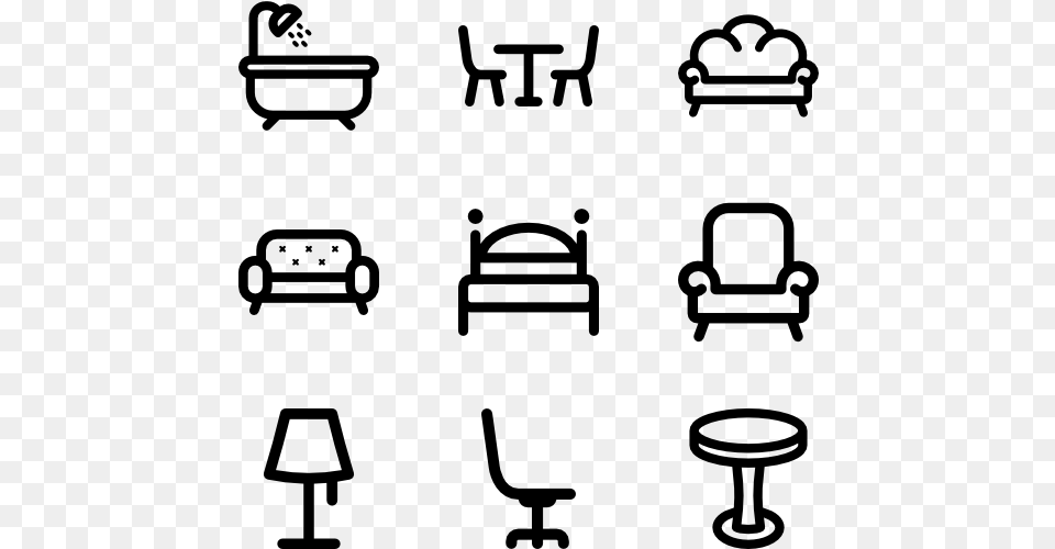Furnitures Chair Icons, Gray Png Image