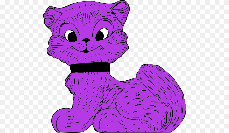 Furry Cat Smiling Cartoon, Purple, Art, Animal, Mammal Png
