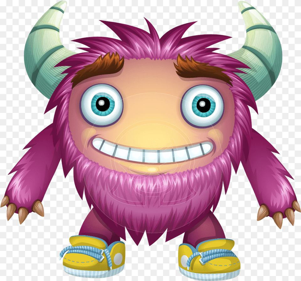 Furry Monster Cartoon Vector Character Aka Monster Cartoon, Toy, Purple Png Image