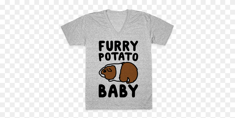 Furry Potato Baby Guinea Pig Parody V Neck Tee Lookhuman, Clothing, T-shirt, Animal, Mammal Free Png