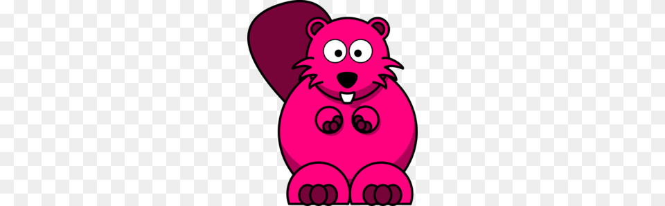 Fushia Beaver Cartoon Clip Art, Purple, Animal, Bear, Mammal Png Image