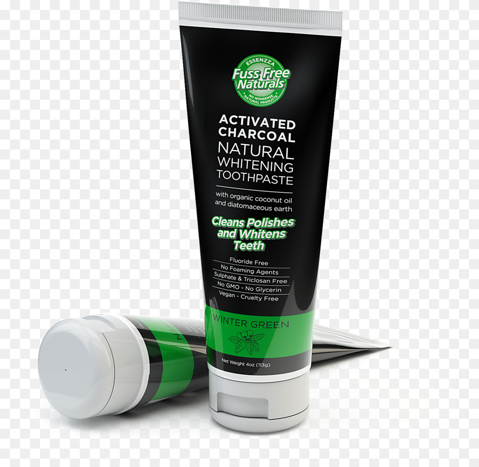 Fuss Naturals Activated Charcoal Toothpaste Mint Activated Charcoal Toothpaste, Bottle, Aftershave, Cosmetics, Can Free Transparent Png