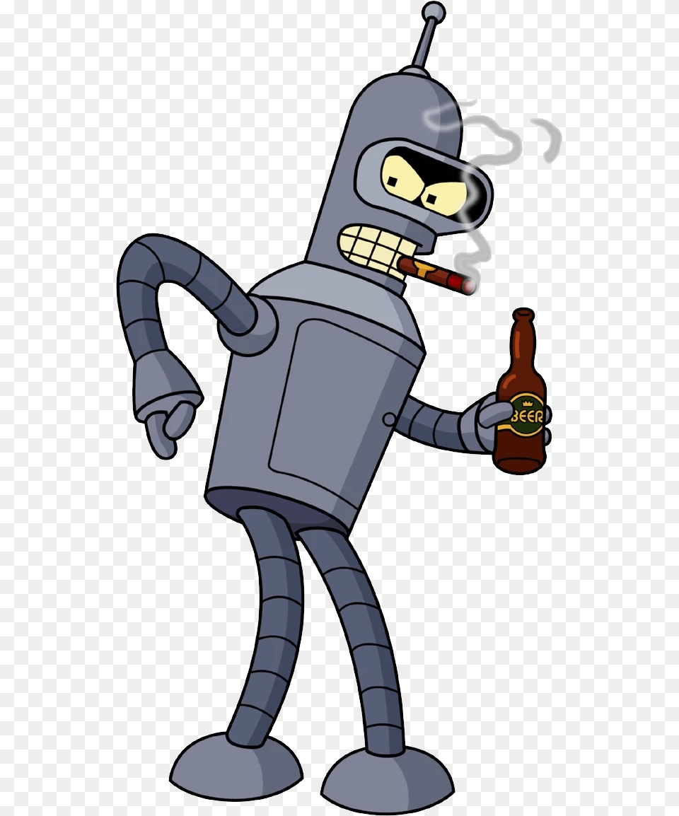 Futurama Bender, Smoke Pipe, Cartoon, Alcohol, Beer Free Png Download