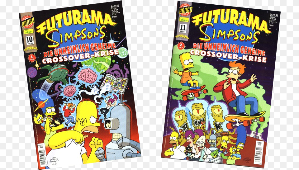 Futurama Simpsons Crossover German Logo, Book, Comics, Publication, Baby Free Png
