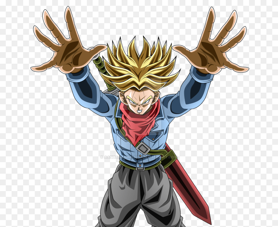 Future Trunks Ssj Rage Doing The Mafuba, Book, Comics, Publication, Person Free Png Download